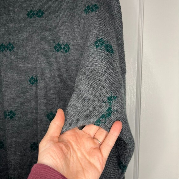 VTG Marshall Field Italian Wool Sweater Men 52 Large Gray Argyle Long Sleeve 80s - Picture 12 of 16